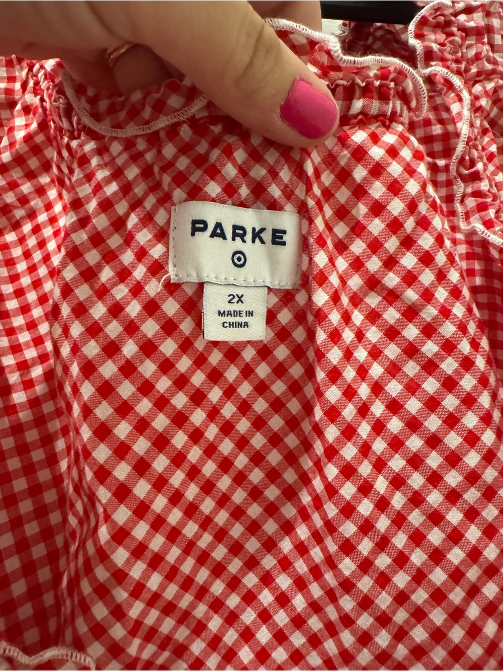 Parke Red Gingham Ruffle Button-Front Tunic - Picture 2 of 2
